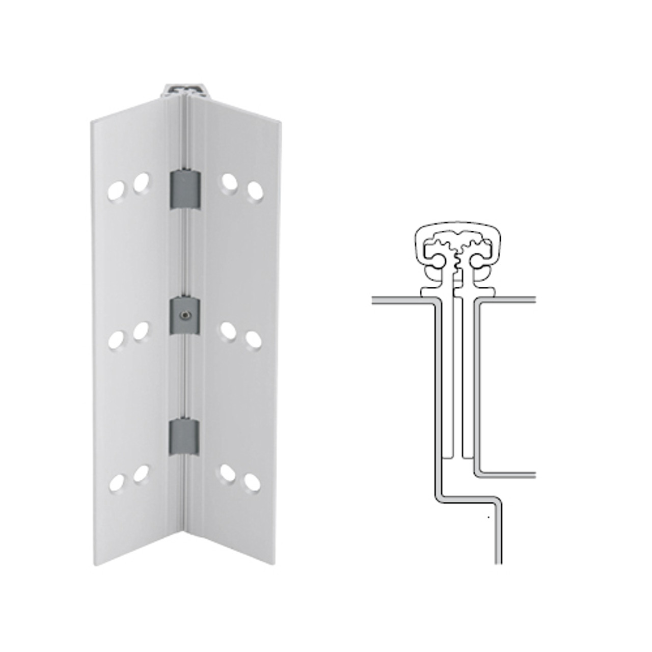 112XY-US28-83-SECWDHM IVES Full Mortise Continuous Geared Hinges with Security Screws - Hex Pin Drive in Satin Aluminum