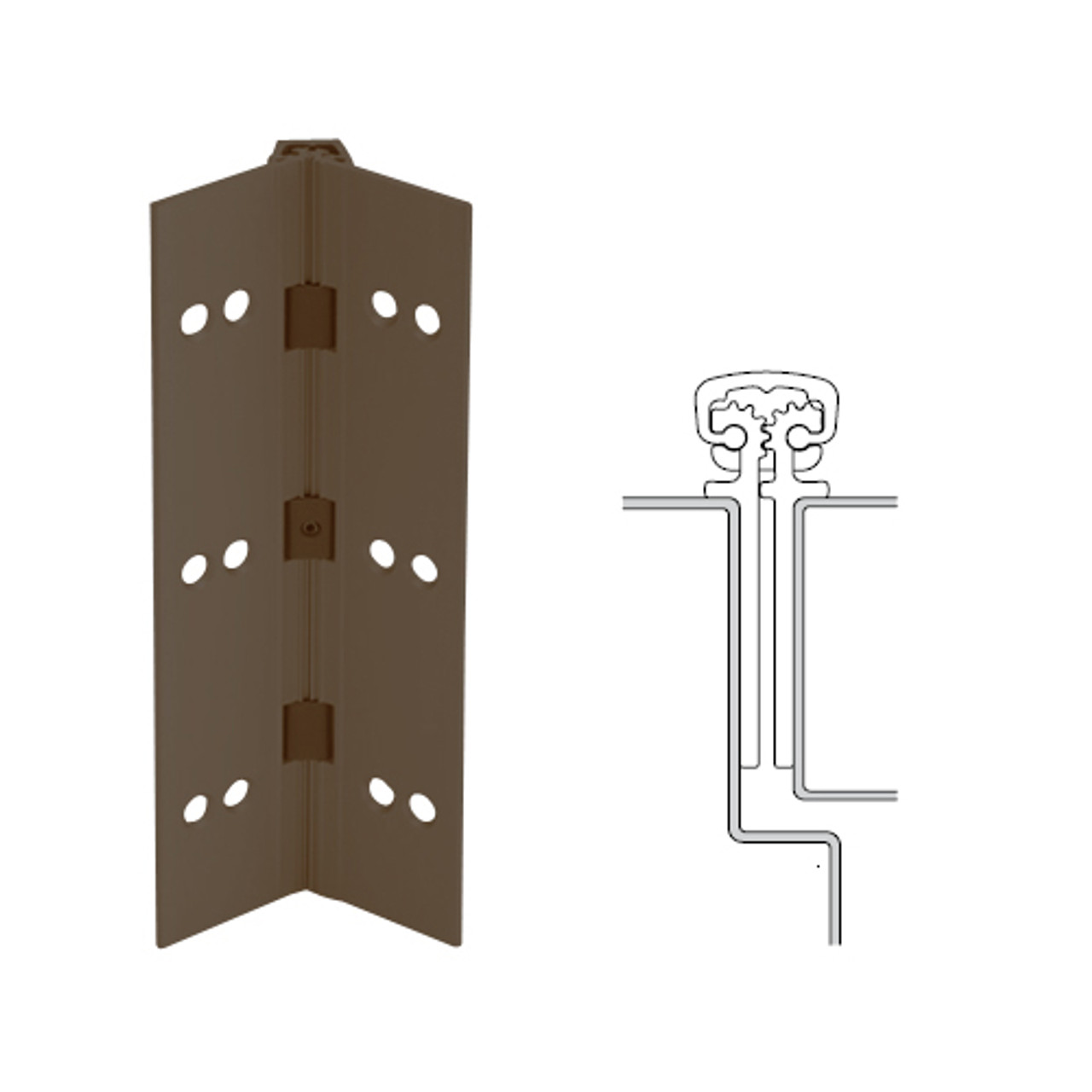 112XY-313AN-95-SECWDHM IVES Full Mortise Continuous Geared Hinges with Security Screws - Hex Pin Drive in Dark Bronze Anodized