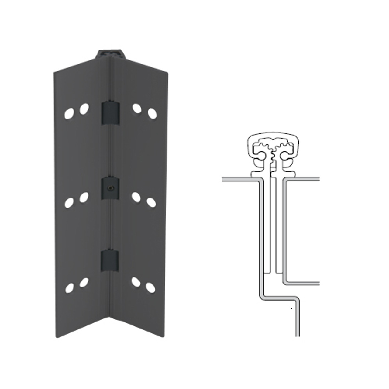 112XY-315AN-120-SECWDHM IVES Full Mortise Continuous Geared Hinges with Security Screws - Hex Pin Drive in Anodized Black