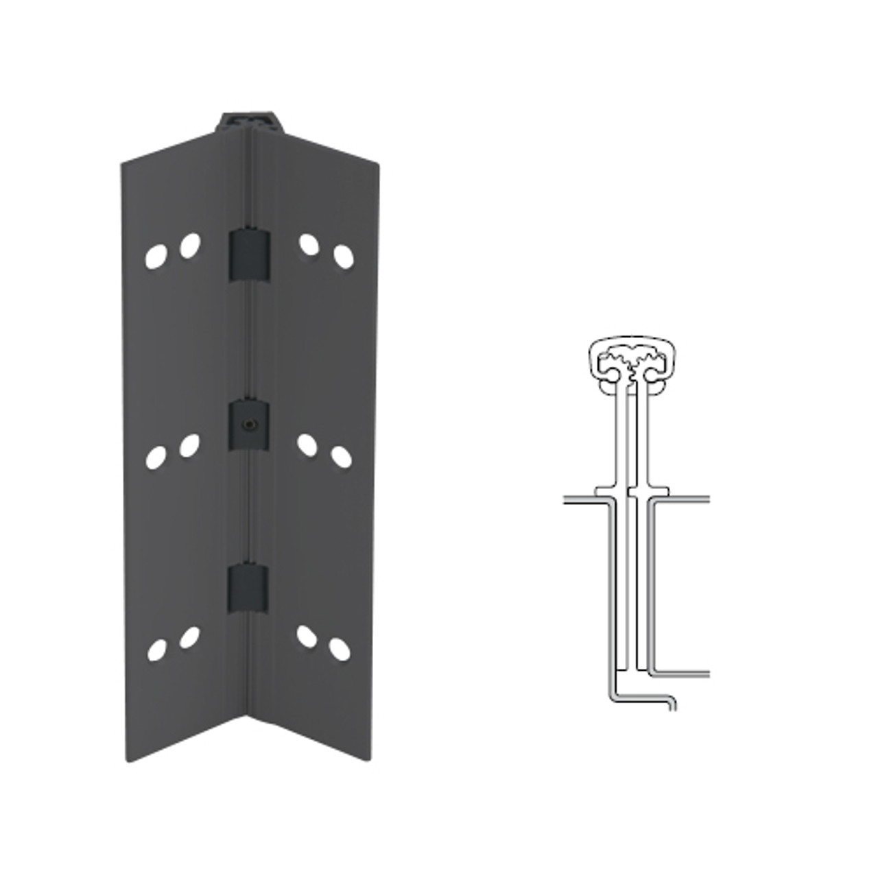 040XY-315AN-95-SECWDHM IVES Full Mortise Continuous Geared Hinges with Security Screws - Hex Pin Drive in Anodized Black