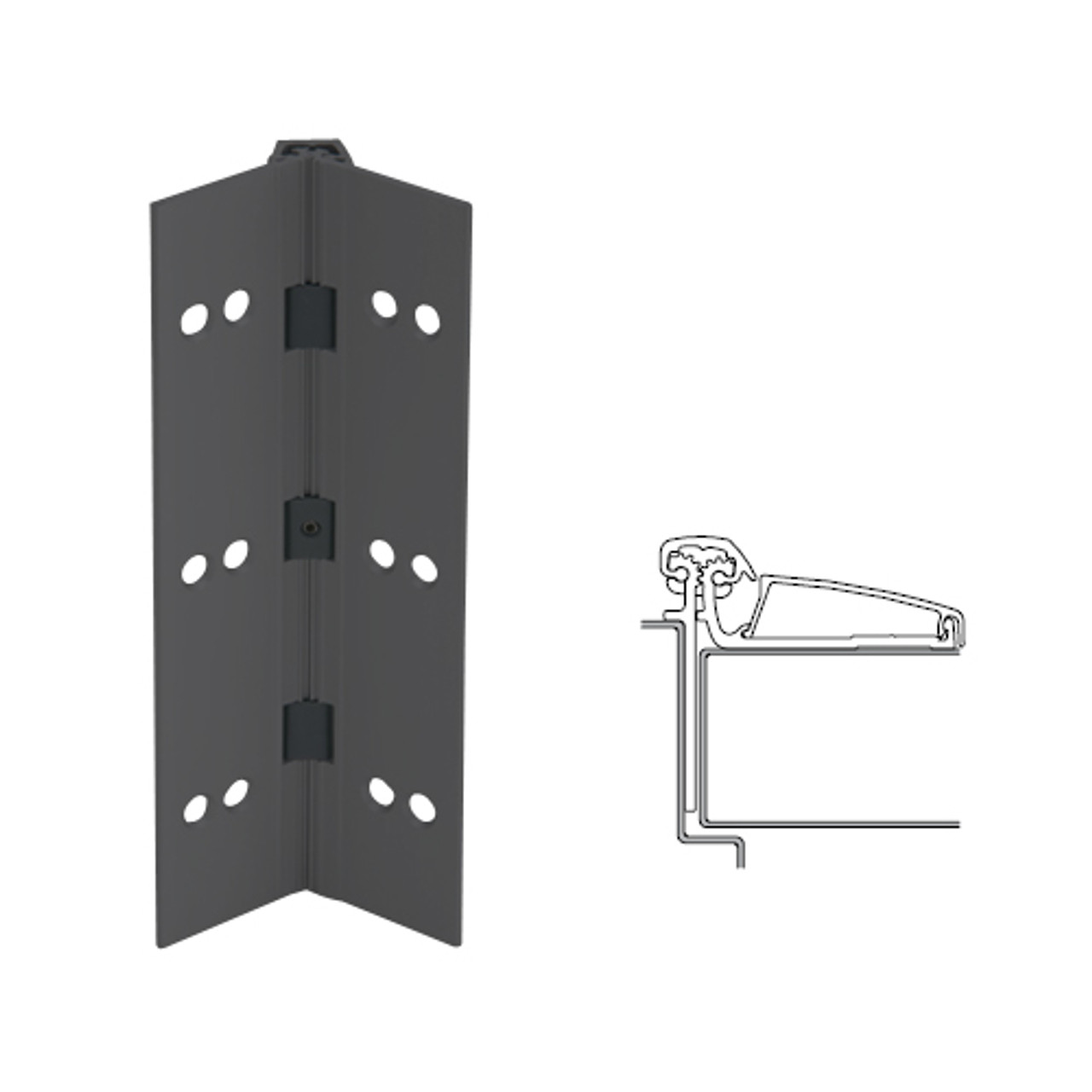 046XY-315AN-83-SECWDHM IVES Adjustable Half Surface Continuous Geared Hinges with Security Screws - Hex Pin Drive in Anodized Black