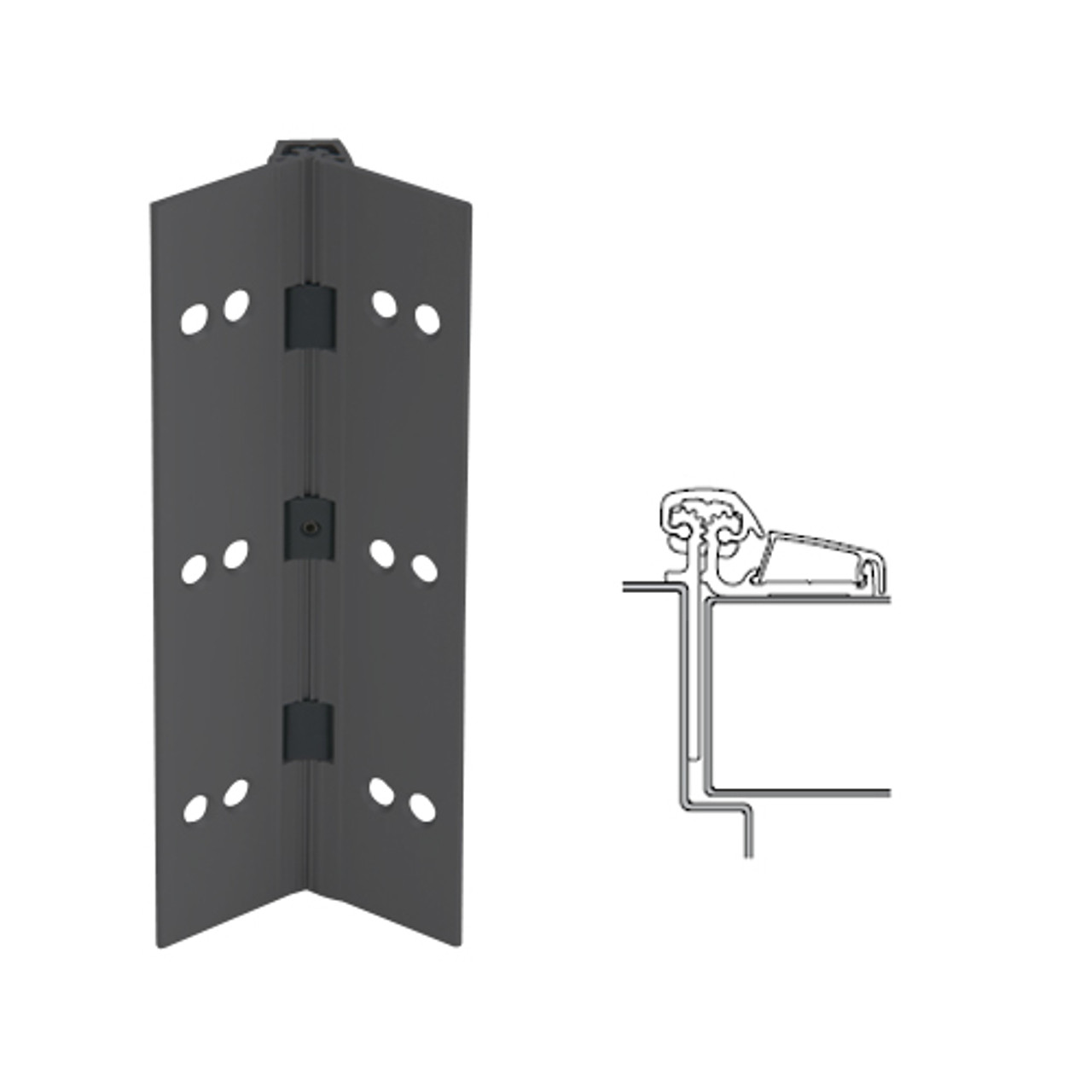 053XY-315AN-95-SECWDHM IVES Adjustable Half Surface Continuous Geared Hinges with Security Screws - Hex Pin Drive in Anodized Black