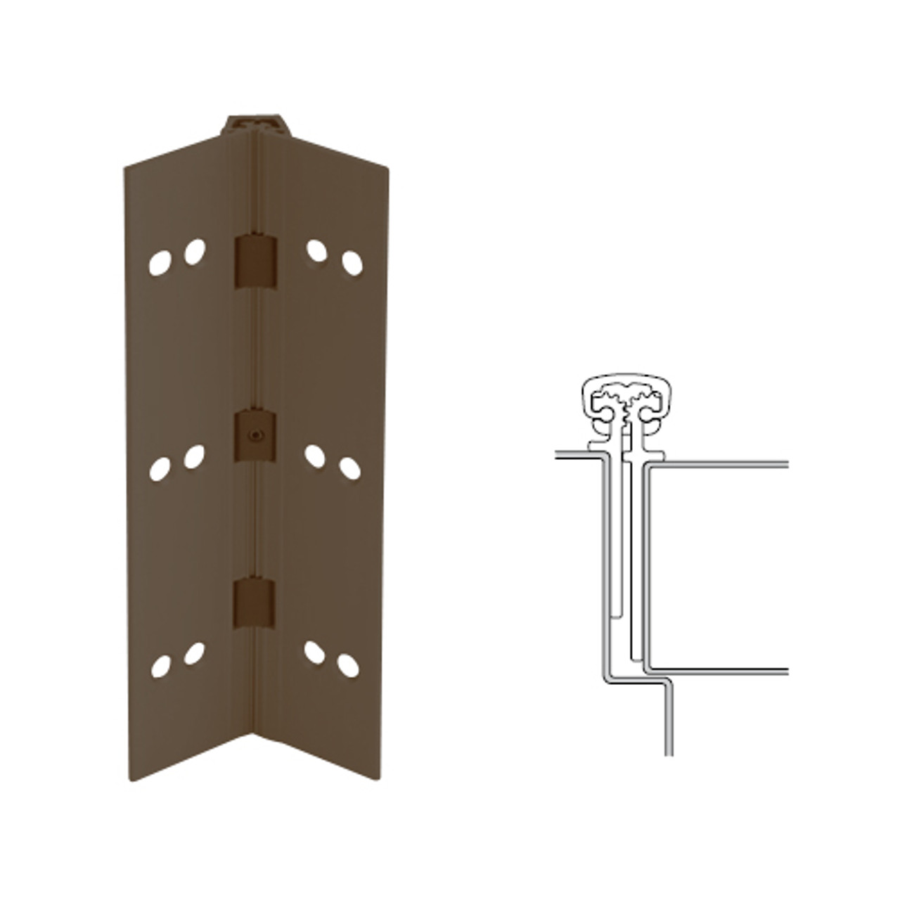 026XY-313AN-120-WD IVES Full Mortise Continuous Geared Hinges with Wood Screws in Dark Bronze Anodized