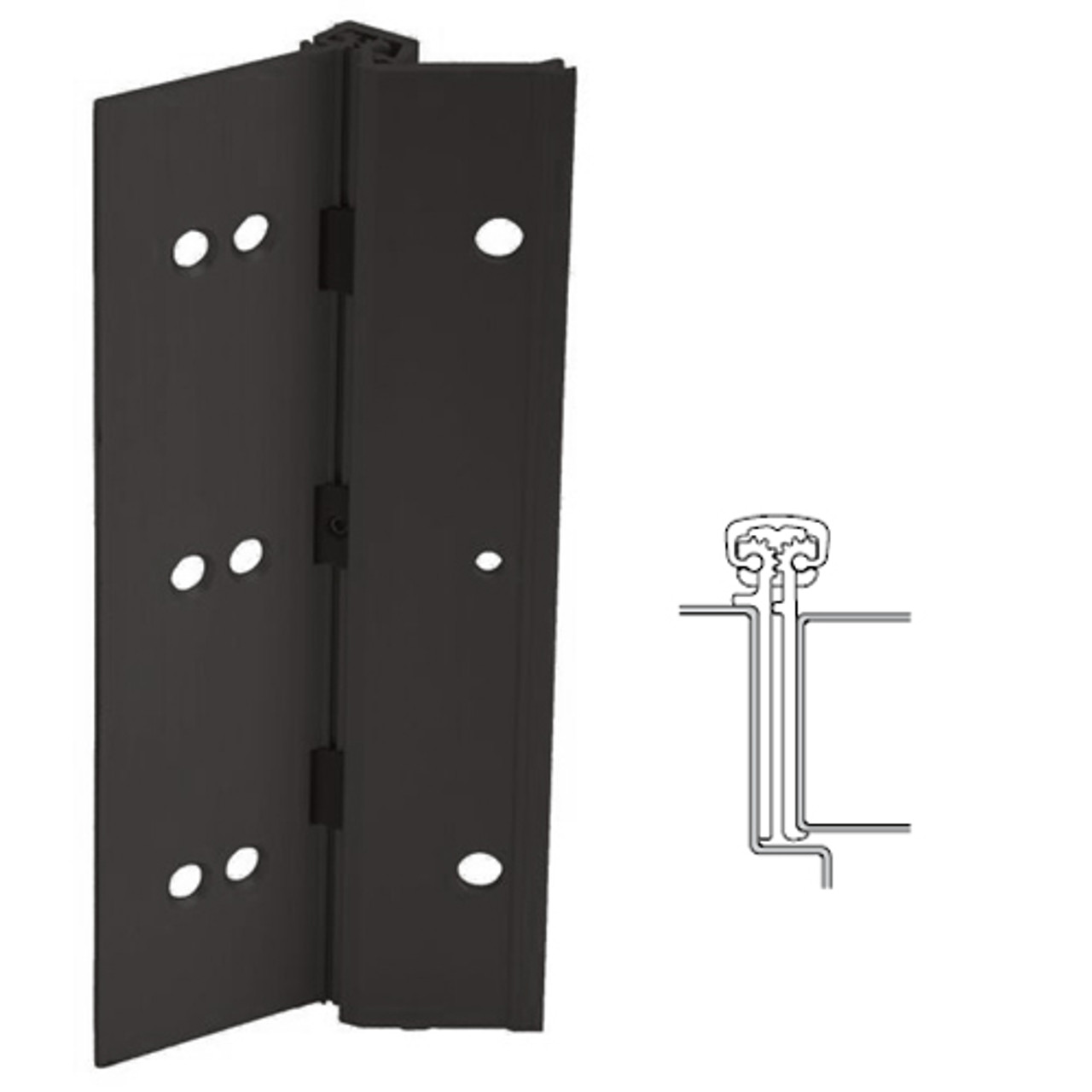 224XY-315AN-95-WD IVES Adjustable Full Surface Continuous Geared Hinges with Wood Screws in Anodized Black