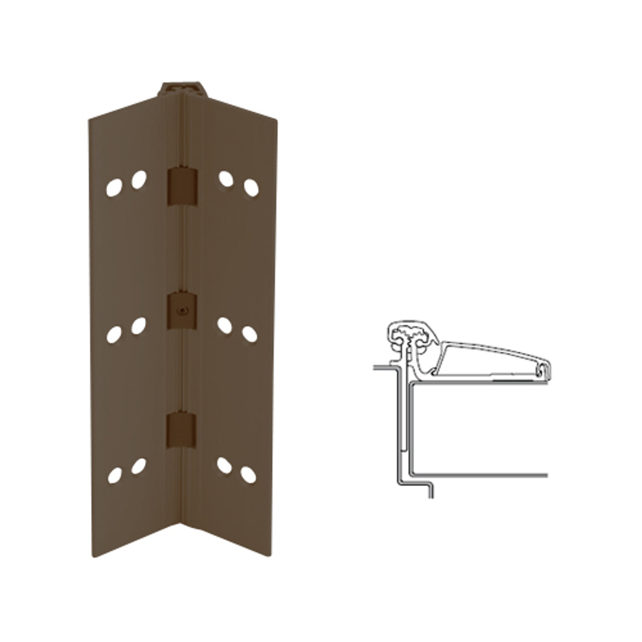 045XY-313AN-95-WD IVES Adjustable Half Surface Continuous Geared Hinges with Wood Screws in Dark Bronze Anodized
