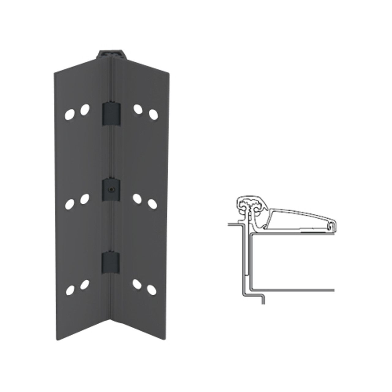 045XY-315AN-95-WD IVES Adjustable Half Surface Continuous Geared Hinges with Wood Screws in Anodized Black