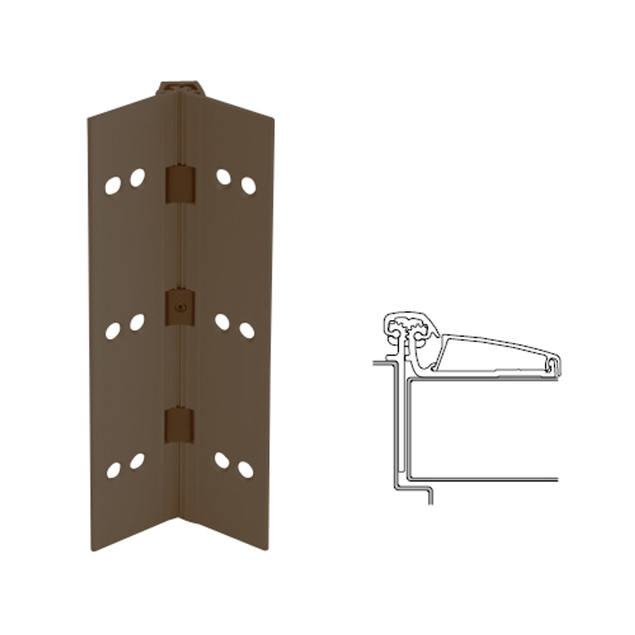 046XY-313AN-120-WD IVES Adjustable Half Surface Continuous Geared Hinges with Wood Screws in Dark Bronze Anodized