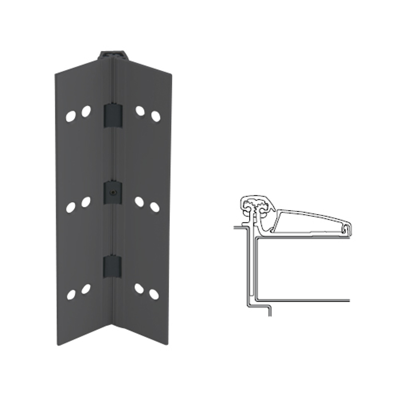 046XY-315AN-120-WD IVES Adjustable Half Surface Continuous Geared Hinges with Wood Screws in Anodized Black