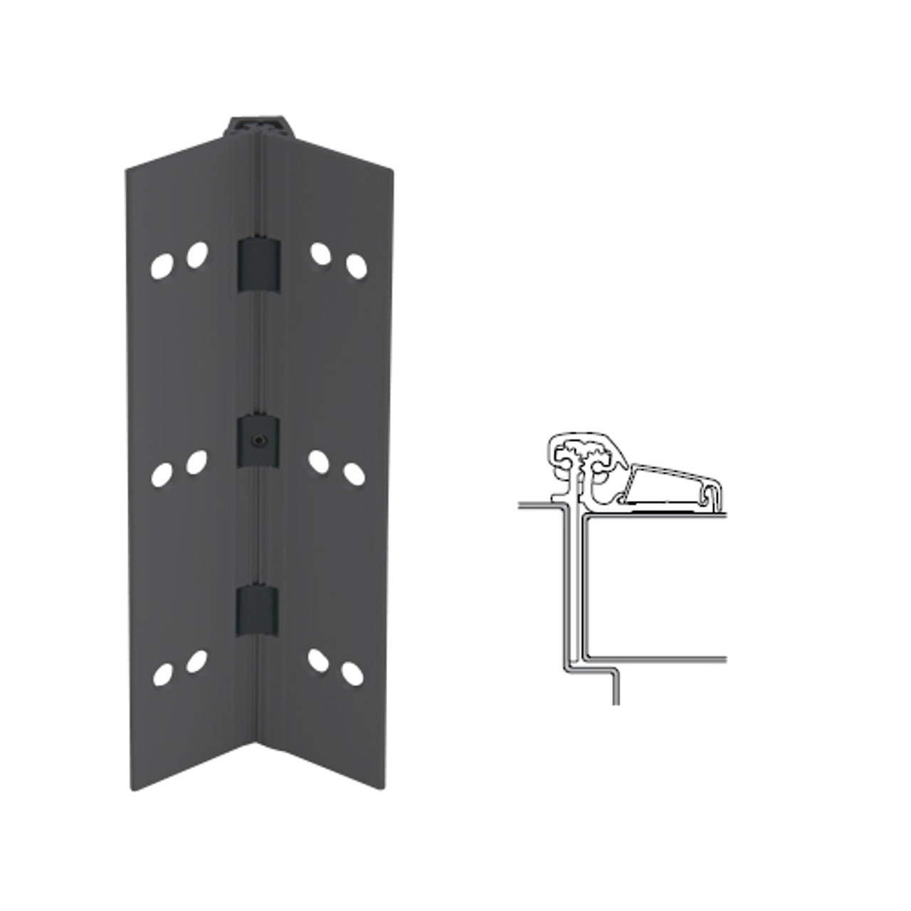 054XY-315AN-95-WD IVES Adjustable Half Surface Continuous Geared Hinges with Wood Screws in Anodized Black