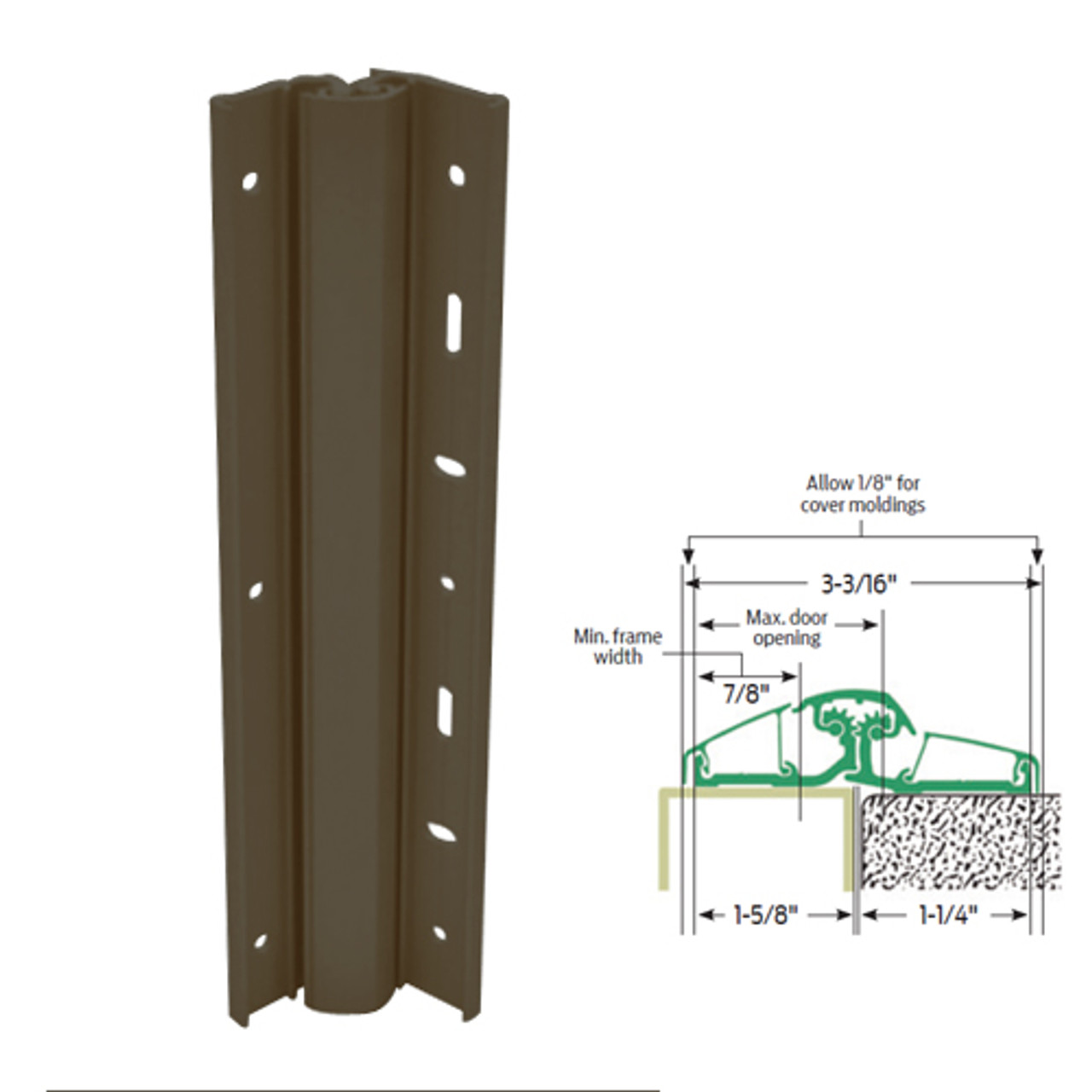 157XY-313AN-119-WD IVES Adjustable Full Surface Continuous Geared Hinges with Wood Screws in Dark Bronze Anodized