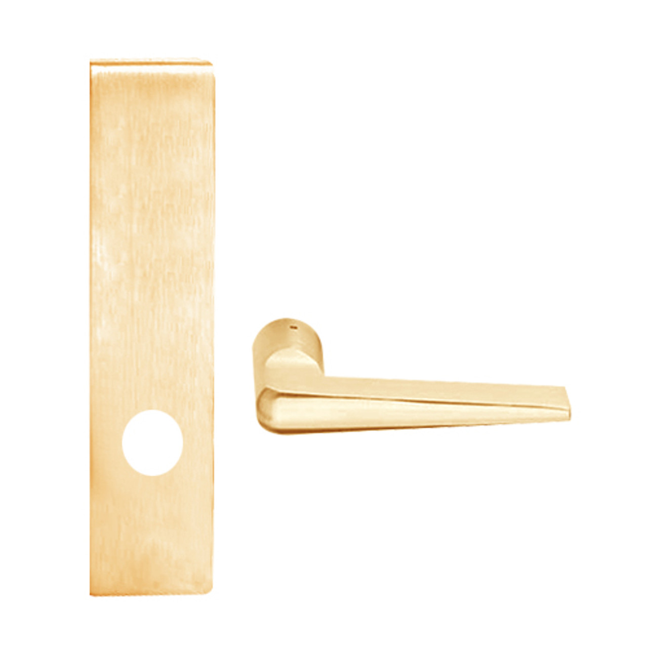 L9040-05N-606 Schlage L Series Privacy Commercial Mortise Lock with 05 Cast Lever Design in Satin Brass