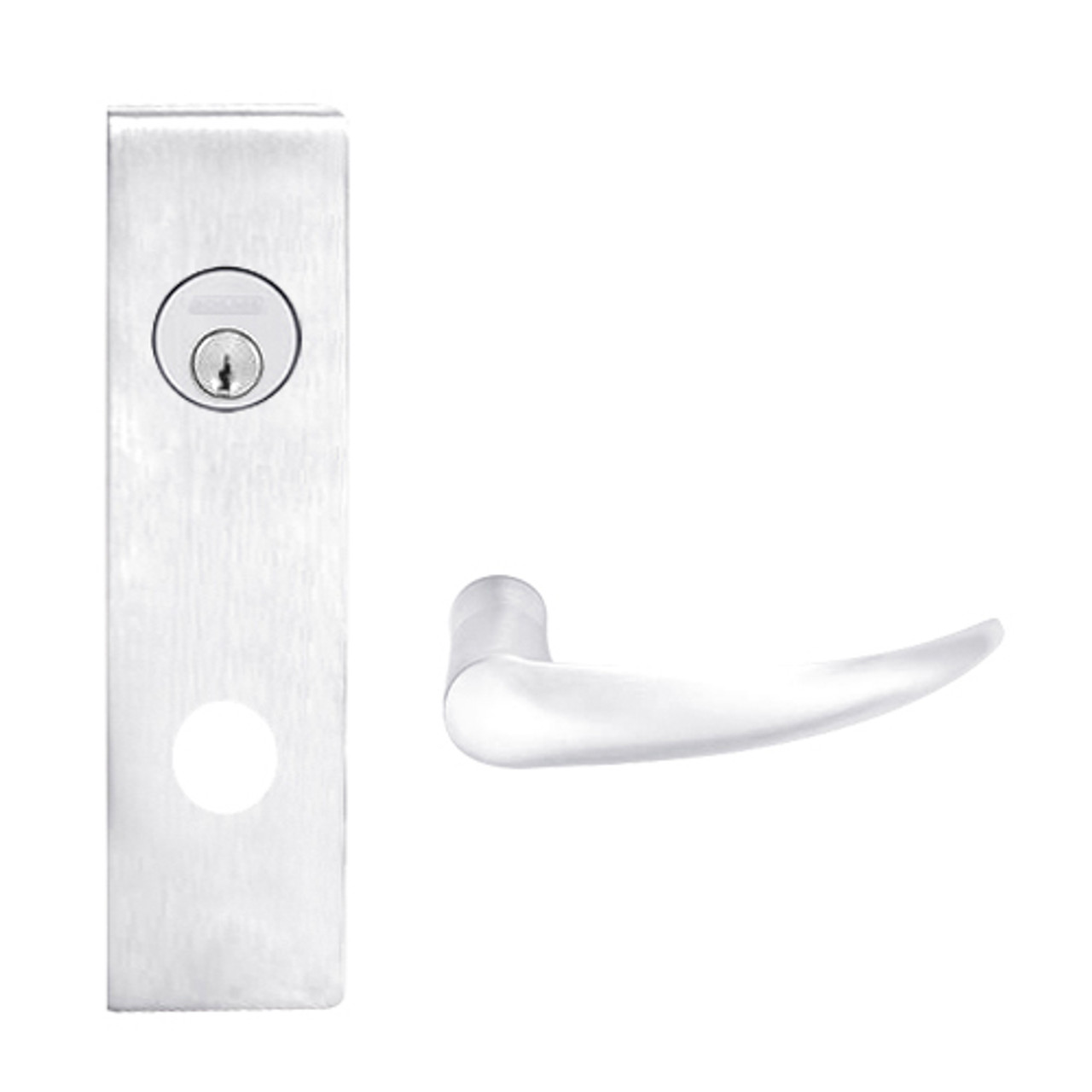 L9050P-OME-N-626 Schlage L Series Entrance Commercial Mortise Lock with Omega Lever Design in Satin Chrome