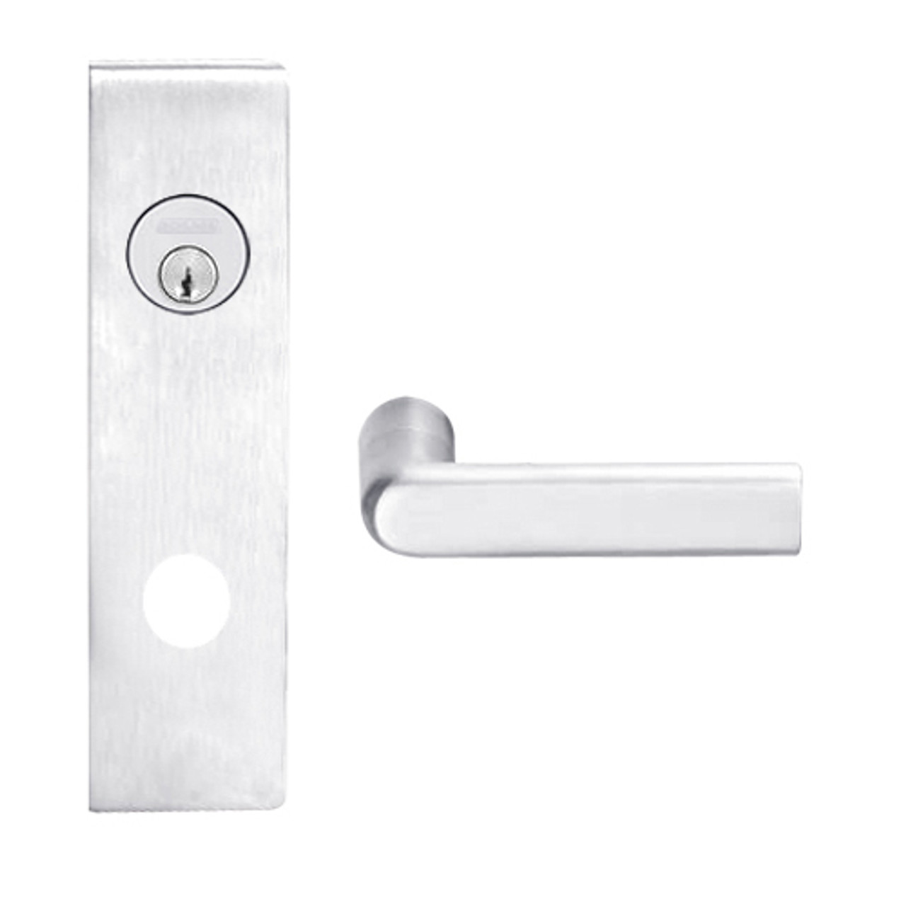 L9070P-01N-625 Schlage L Series Classroom Commercial Mortise Lock with 01 Cast Lever Design in Bright Chrome