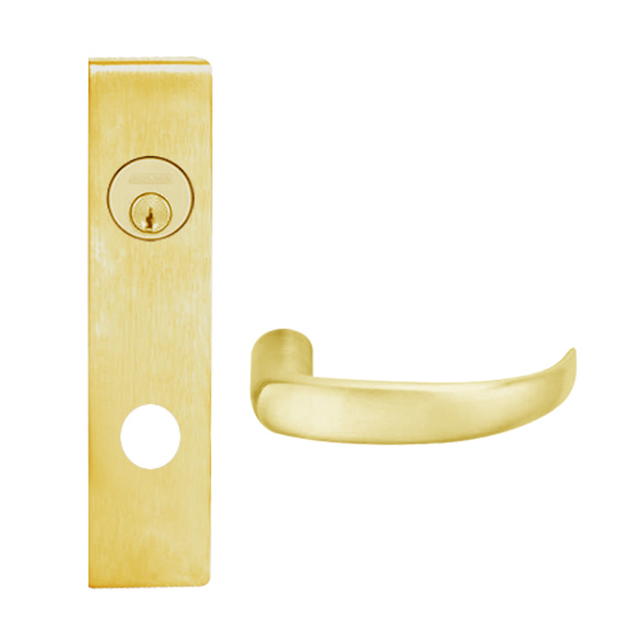 L9070P-17L-605 Schlage L Series Classroom Commercial Mortise Lock with 17 Cast Lever Design in Bright Brass