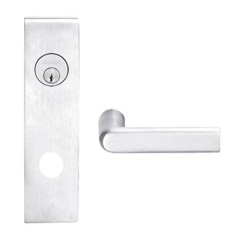 L9080P-01N-625 Schlage L Series Storeroom Commercial Mortise Lock with 01 Cast Lever Design in Bright Chrome