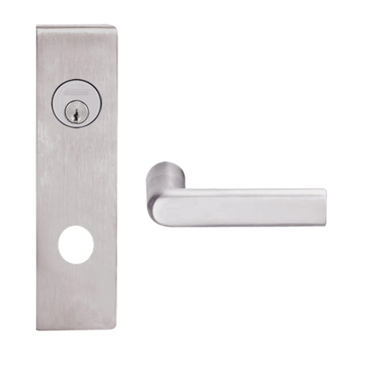 L9080P-01N-630 Schlage L Series Storeroom Commercial Mortise Lock with 01 Cast Lever Design in Satin Stainless Steel