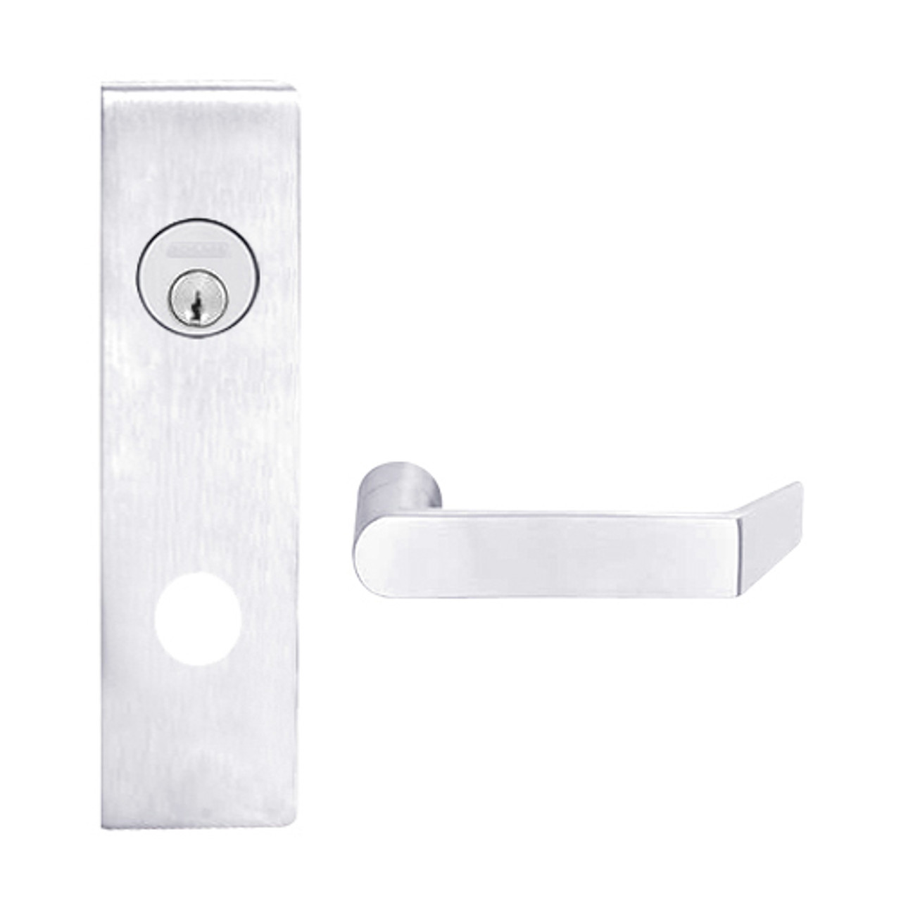 L9080P-06N-625 Schlage L Series Storeroom Commercial Mortise Lock with 06 Cast Lever Design in Bright Chrome