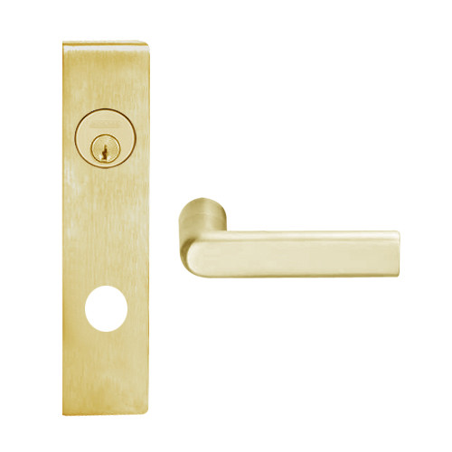 L9080P-01L-606 Schlage L Series Storeroom Commercial Mortise Lock with 01 Cast Lever Design in Satin Brass