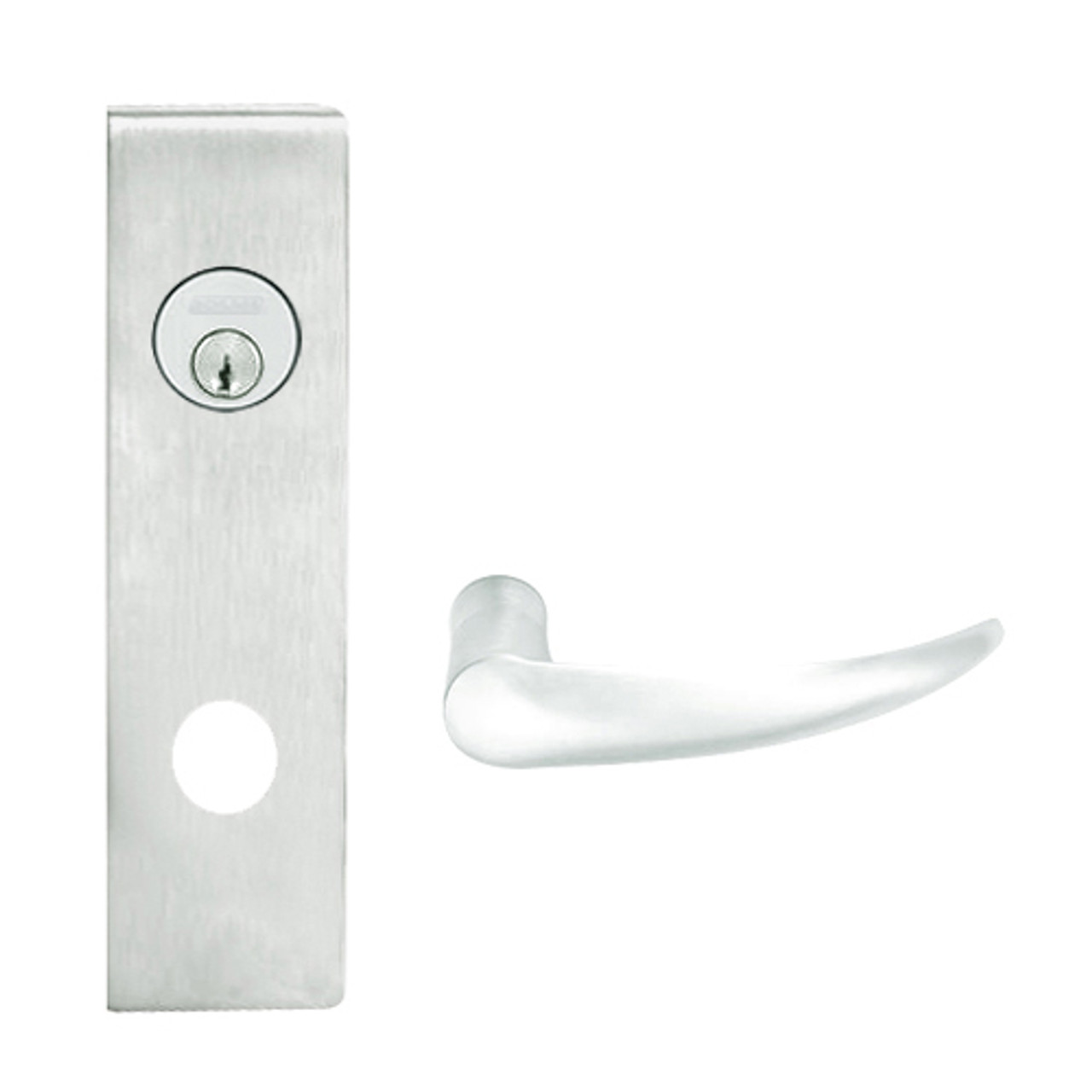 L9453P-OME-N-625 Schlage L Series Entrance with Deadbolt Commercial Mortise Lock with Omega Lever Design in Bright Chrome