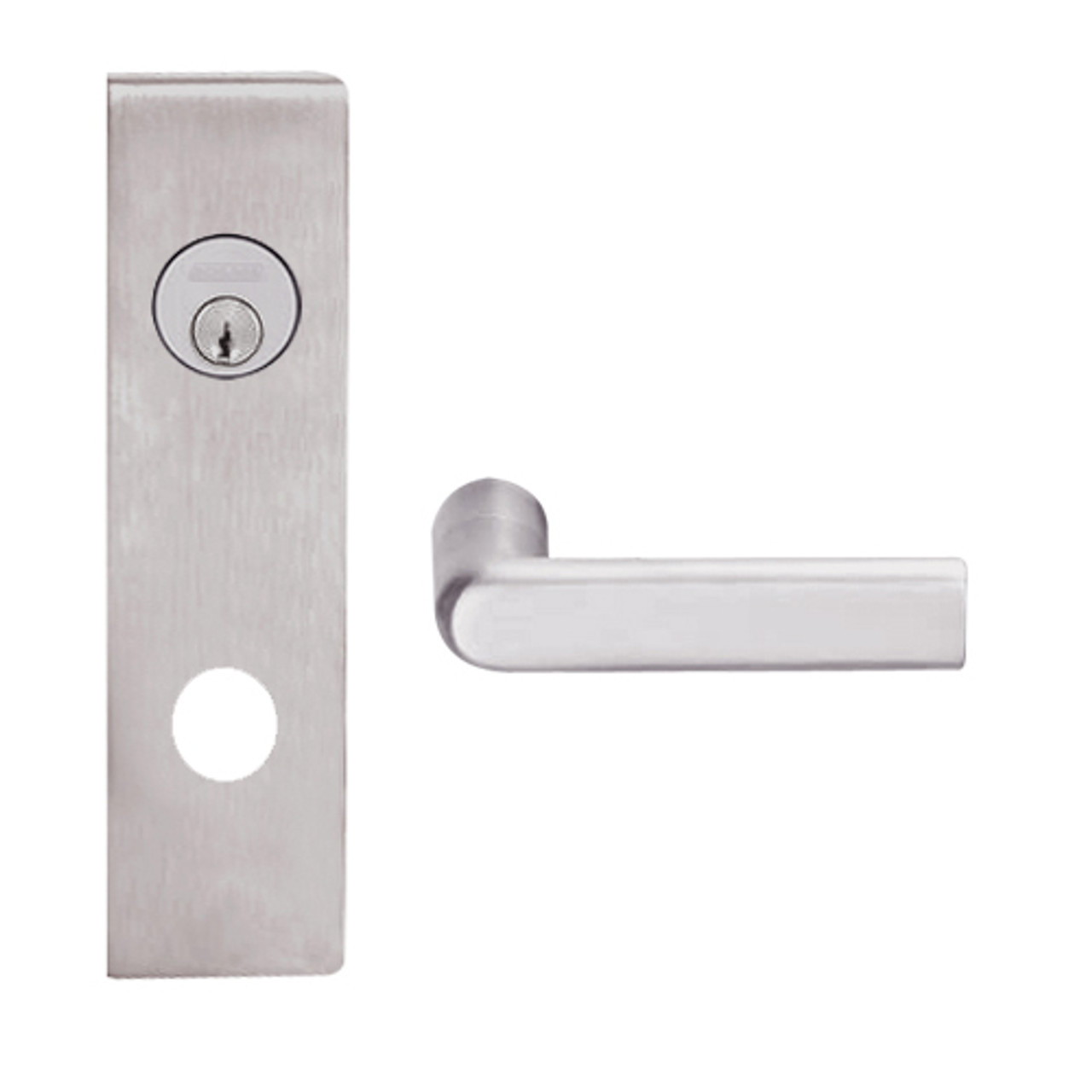 L9456P-01N-630 Schlage L Series Corridor with Deadbolt Commercial Mortise Lock with 01 Cast Lever Design in Satin Stainless Steel