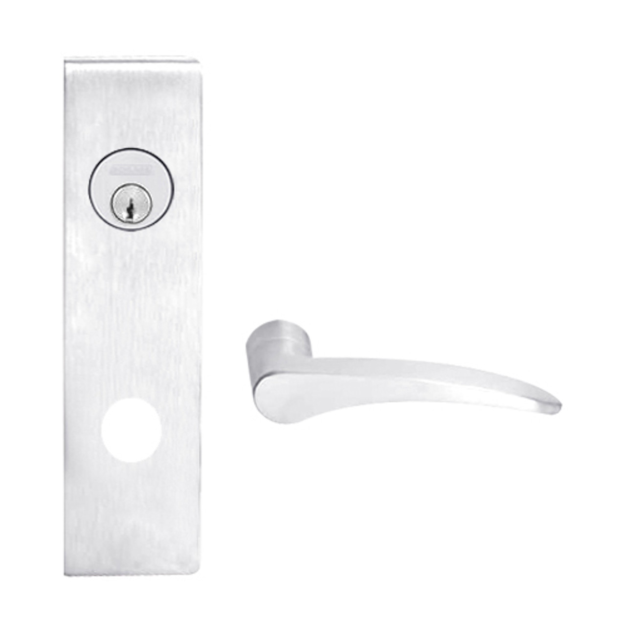 L9456P-12N-625-RH Schlage L Series Corridor with Deadbolt Commercial Mortise Lock with 12 Cast Lever Design in Bright Chrome