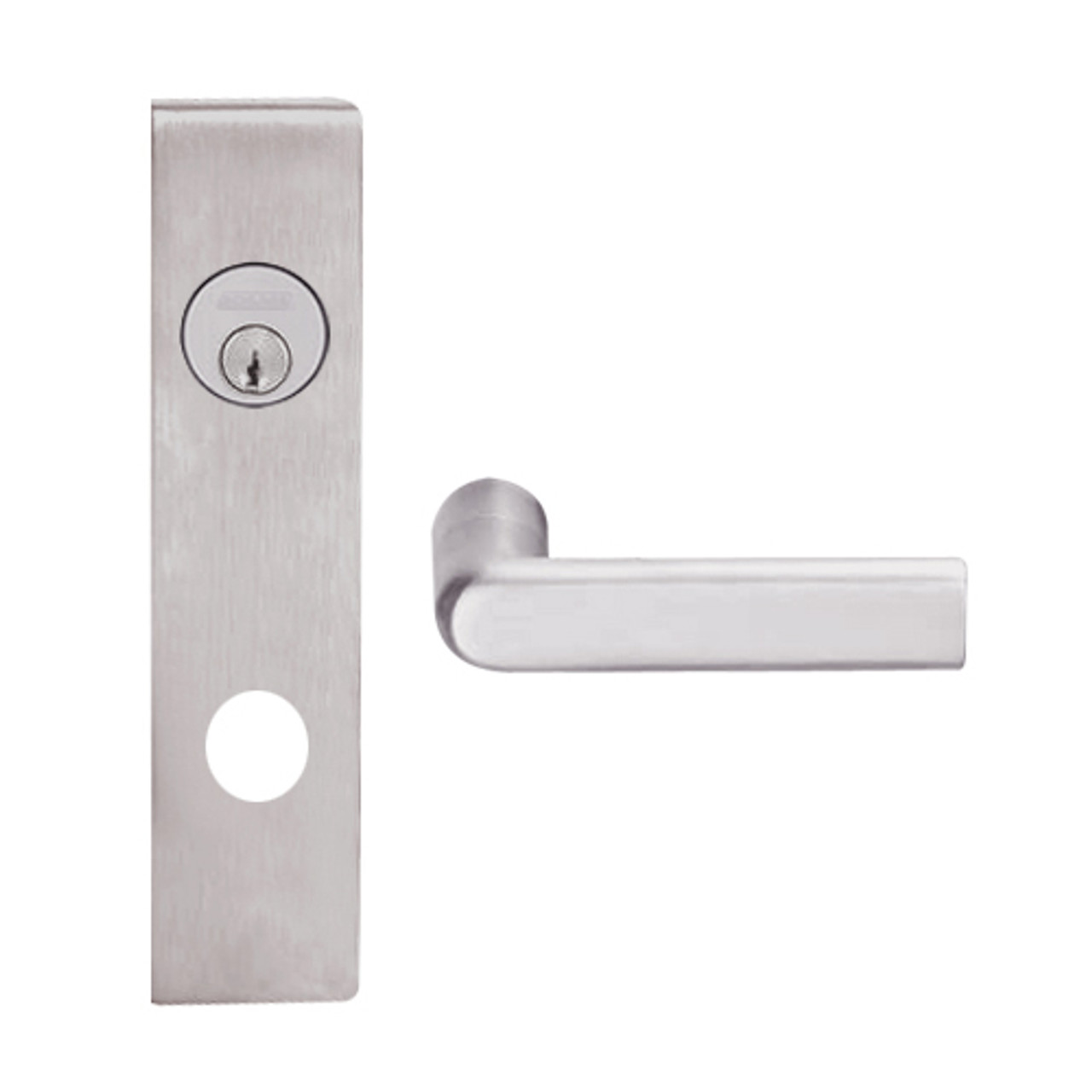 L9456P-01L-630 Schlage L Series Corridor with Deadbolt Commercial Mortise Lock with 01 Cast Lever Design in Satin Stainless Steel