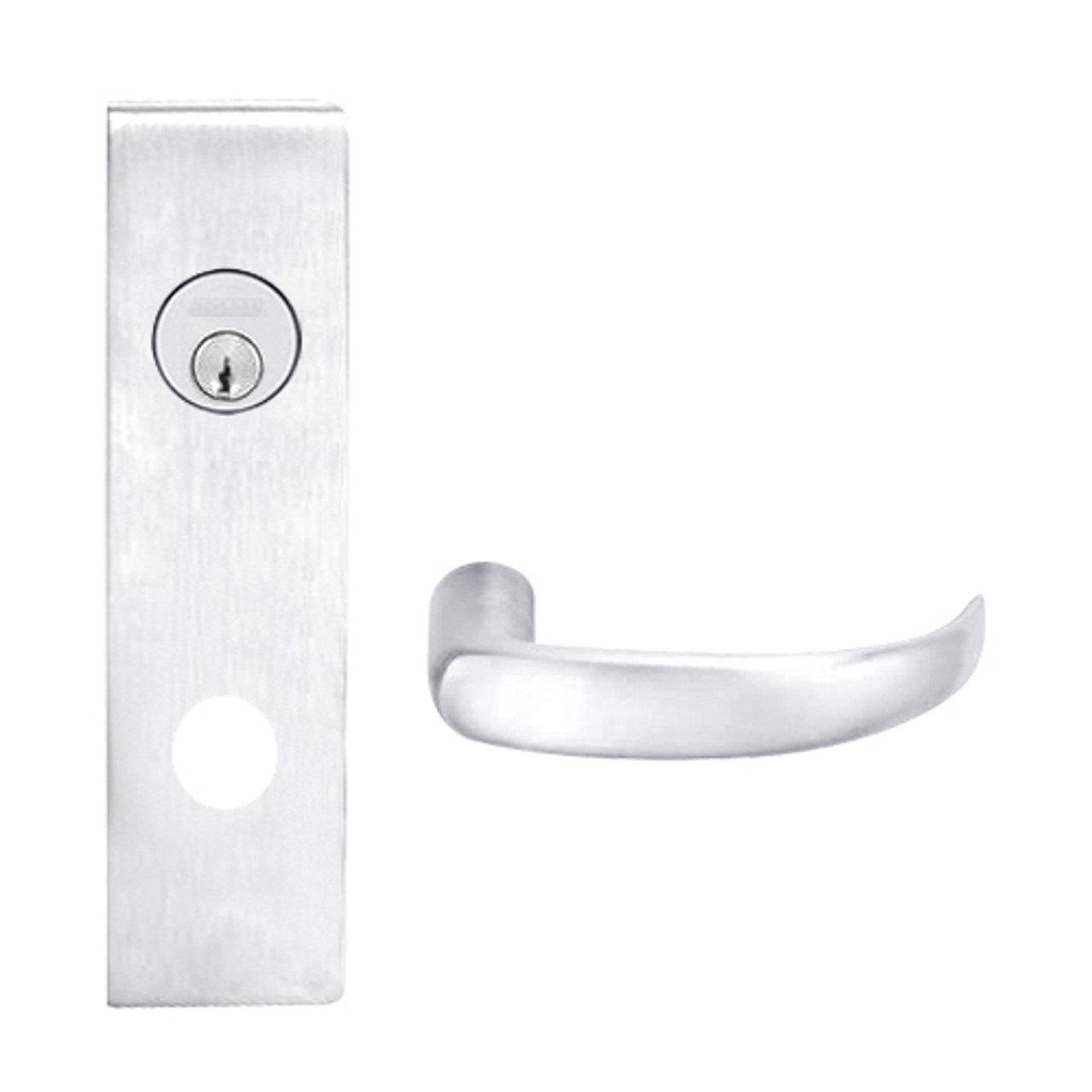 L9480P-17N-625 Schlage L Series Storeroom with Deadbolt Commercial Mortise Lock with 17 Cast Lever Design in Bright Chrome