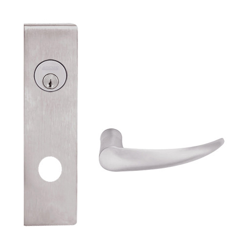 L9480P-OME-N-630 Schlage L Series Storeroom with Deadbolt Commercial Mortise Lock with Omega Lever Design in Satin Stainless Steel