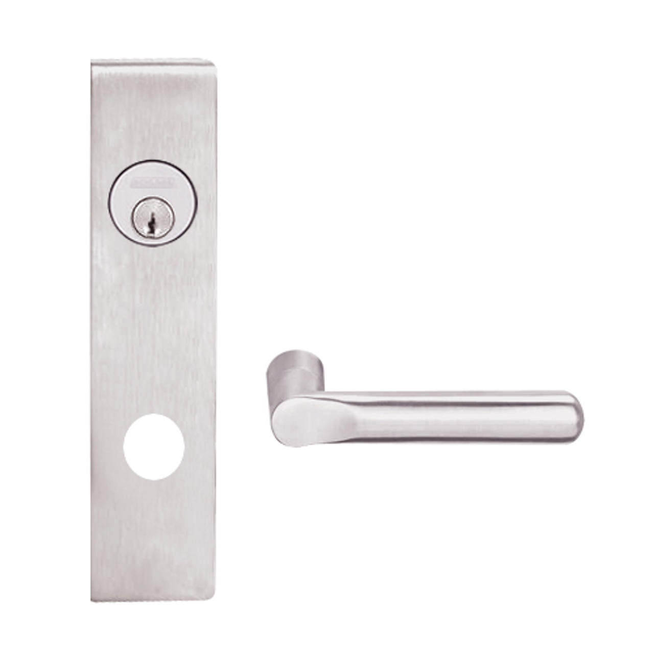 L9480P-18L-629 Schlage L Series Storeroom with Deadbolt Commercial Mortise Lock with 18 Cast Lever Design in Bright Stainless Steel