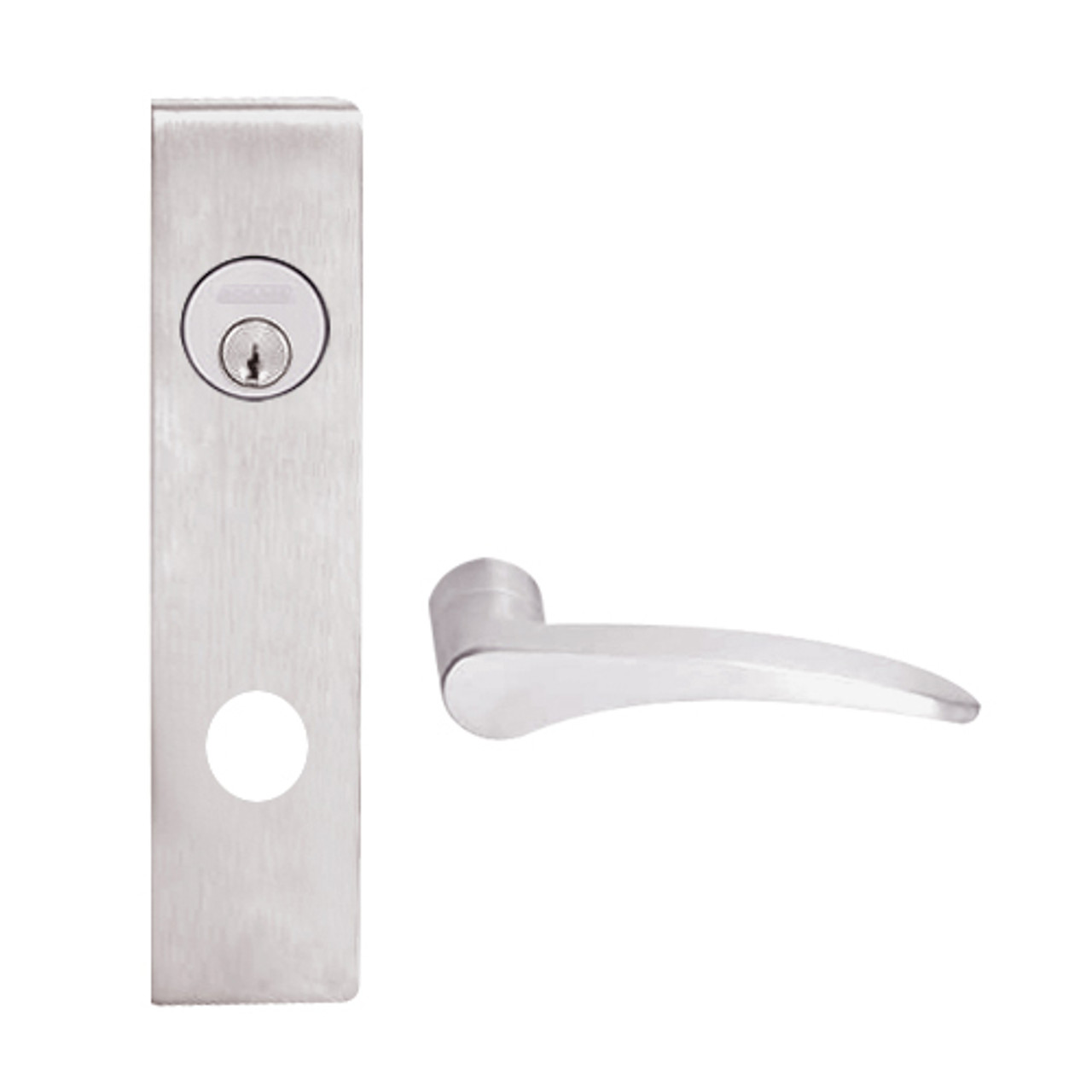 L9480P-12L-629-LH Schlage L Series Storeroom with Deadbolt Commercial Mortise Lock with 12 Cast Lever Design in Bright Stainless Steel