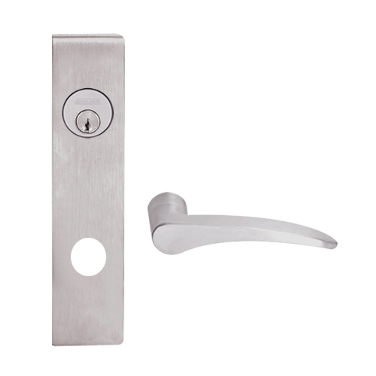 L9480P-12L-630-RH Schlage L Series Storeroom with Deadbolt Commercial Mortise Lock with 12 Cast Lever Design in Satin Stainless Steel