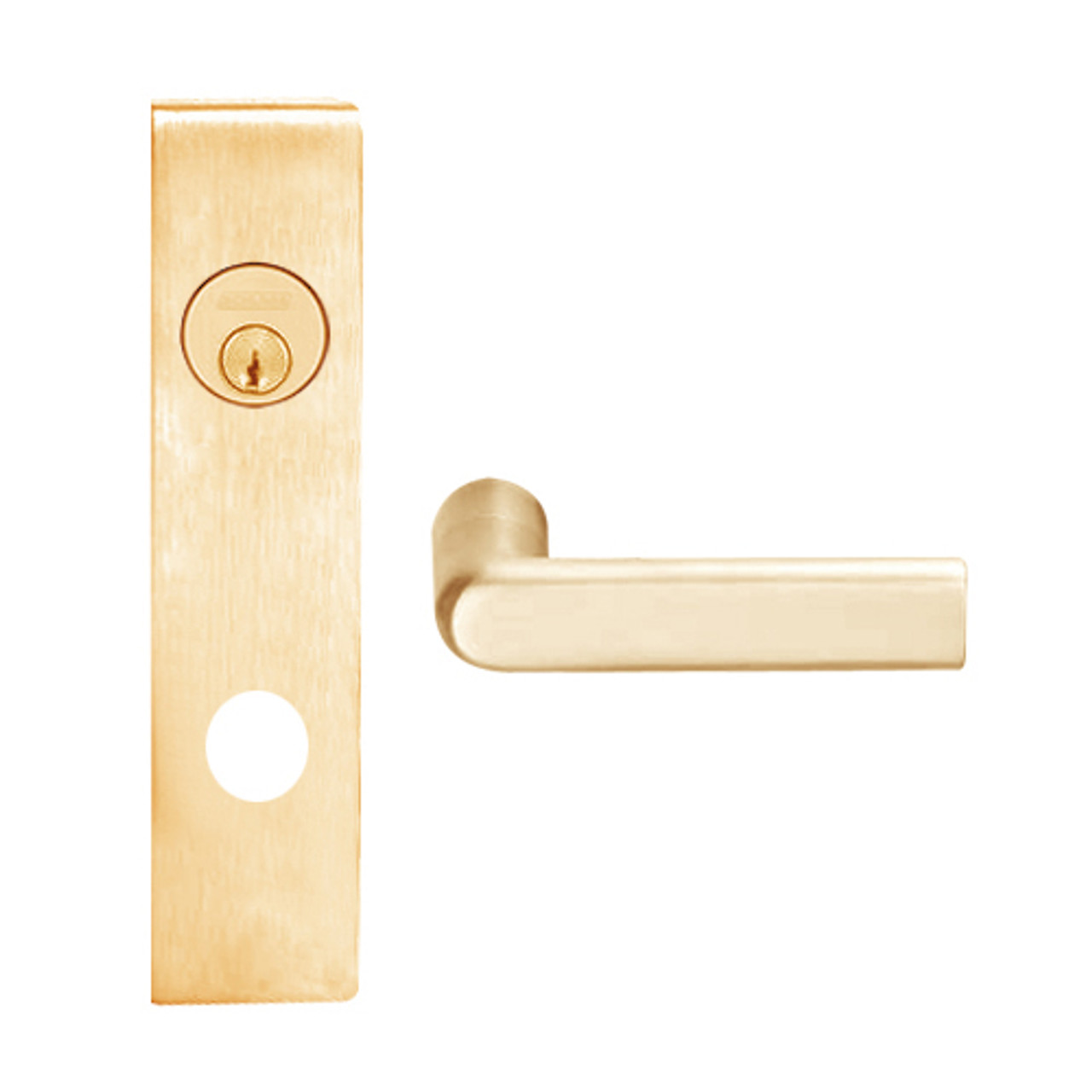 L9050L-01L-612 Schlage L Series Less Cylinder Entrance Commercial Mortise Lock with 01 Cast Lever Design in Satin Bronze