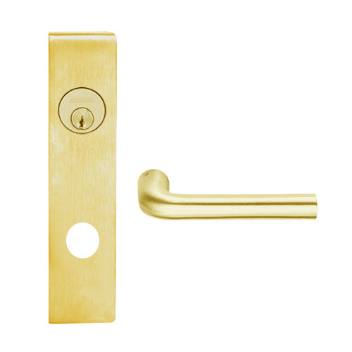L9050L-02L-605 Schlage L Series Less Cylinder Entrance Commercial Mortise Lock with 02 Cast Lever Design in Bright Brass