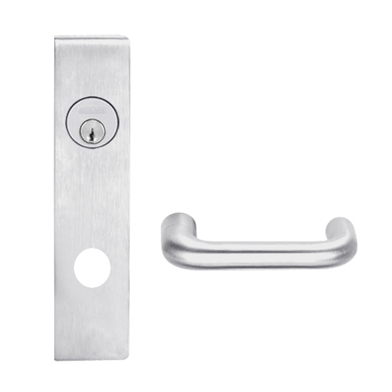 L9050L-03L-626 Schlage L Series Less Cylinder Entrance Commercial Mortise Lock with 03 Cast Lever Design in Satin Chrome