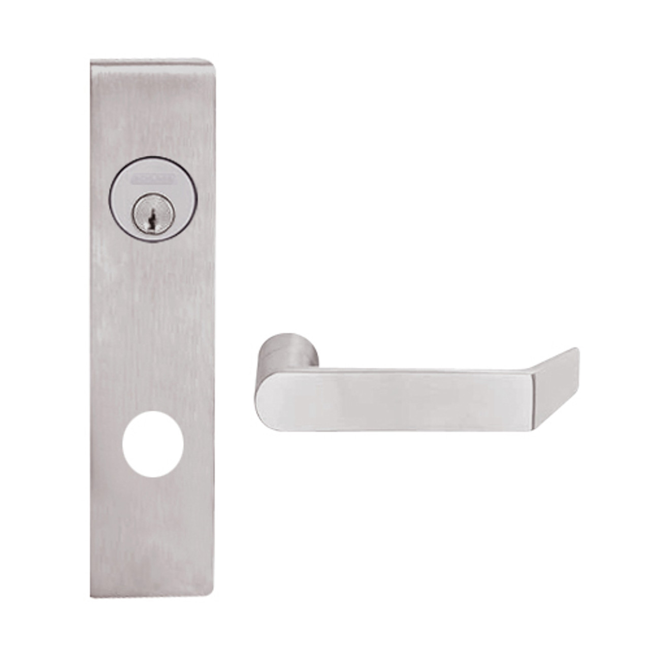 L9050L-06L-630 Schlage L Series Less Cylinder Entrance Commercial Mortise Lock with 06 Cast Lever Design in Satin Stainless Steel