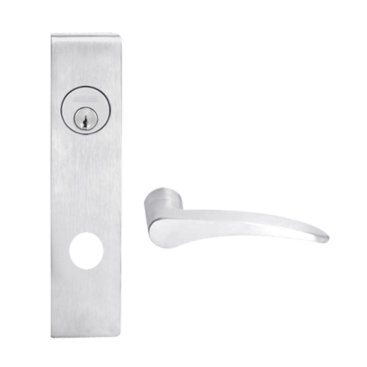 L9050L-12L-626-LH Schlage L Series Less Cylinder Entrance Commercial Mortise Lock with 12 Cast Lever Design in Satin Chrome