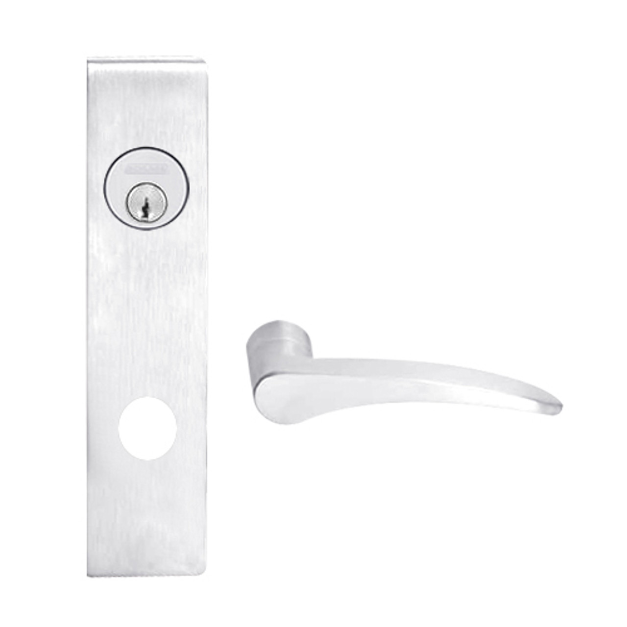 L9050L-12L-625-RH Schlage L Series Less Cylinder Entrance Commercial Mortise Lock with 12 Cast Lever Design in Bright Chrome