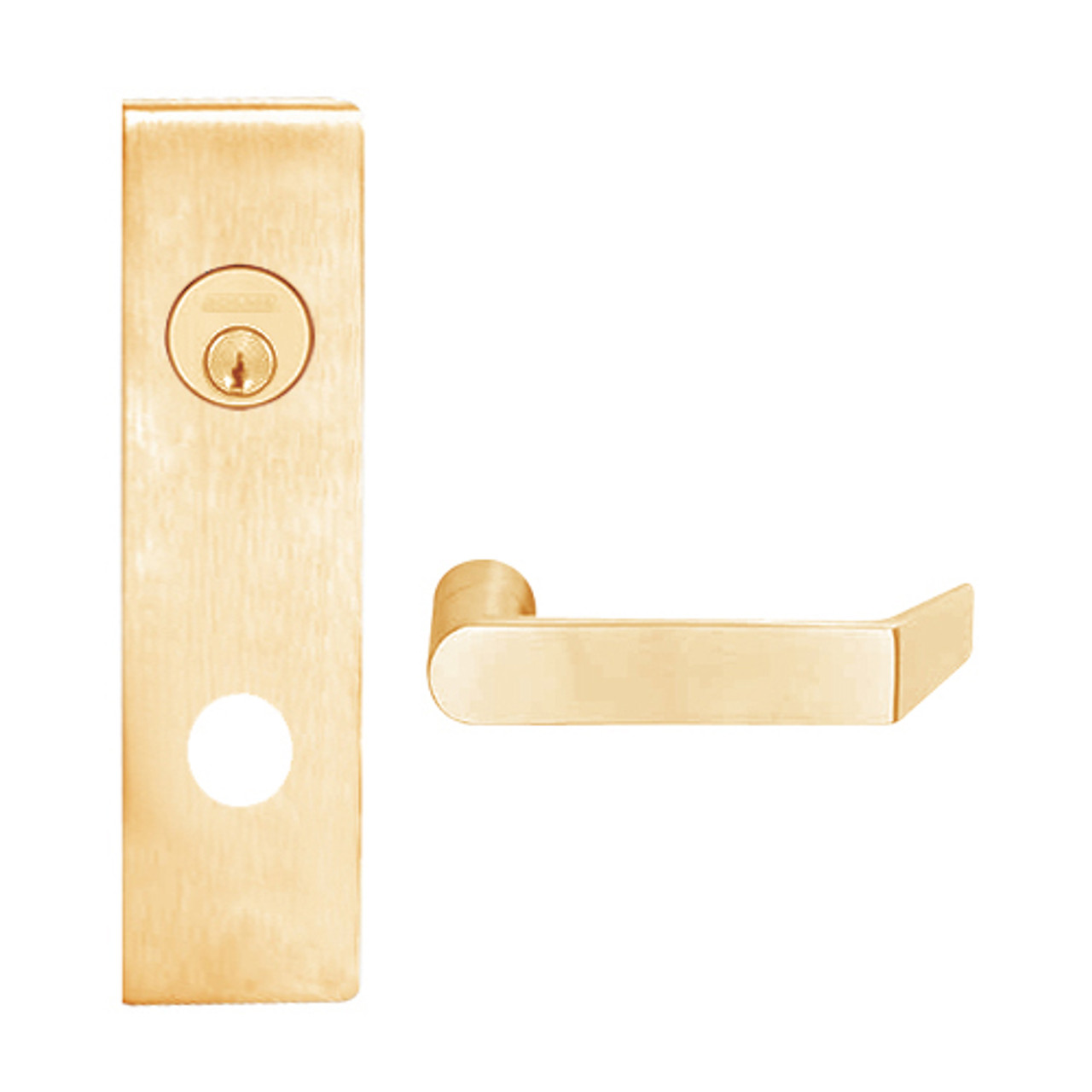 L9070L-06N-612 Schlage L Series Less Cylinder Classroom Commercial Mortise Lock with 06 Cast Lever Design in Satin Bronze