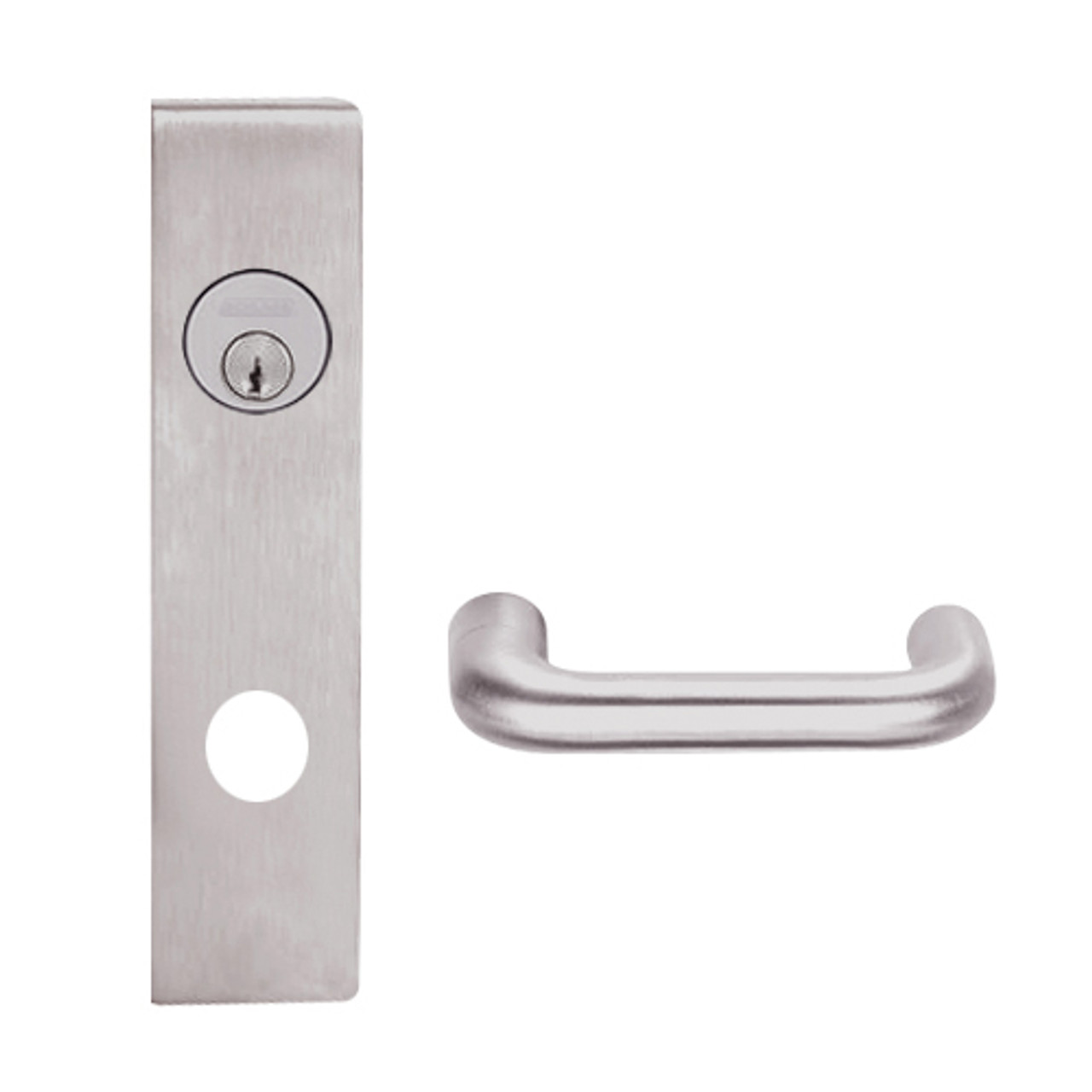 L9070L-03L-630 Schlage L Series Less Cylinder Classroom Commercial Mortise Lock with 03 Cast Lever Design in Satin Stainless Steel