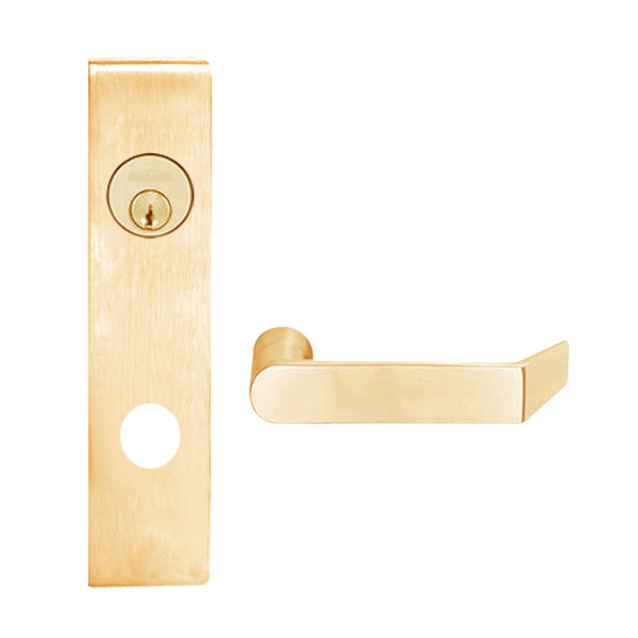 L9070L-06L-612 Schlage L Series Less Cylinder Classroom Commercial Mortise Lock with 06 Cast Lever Design in Satin Bronze