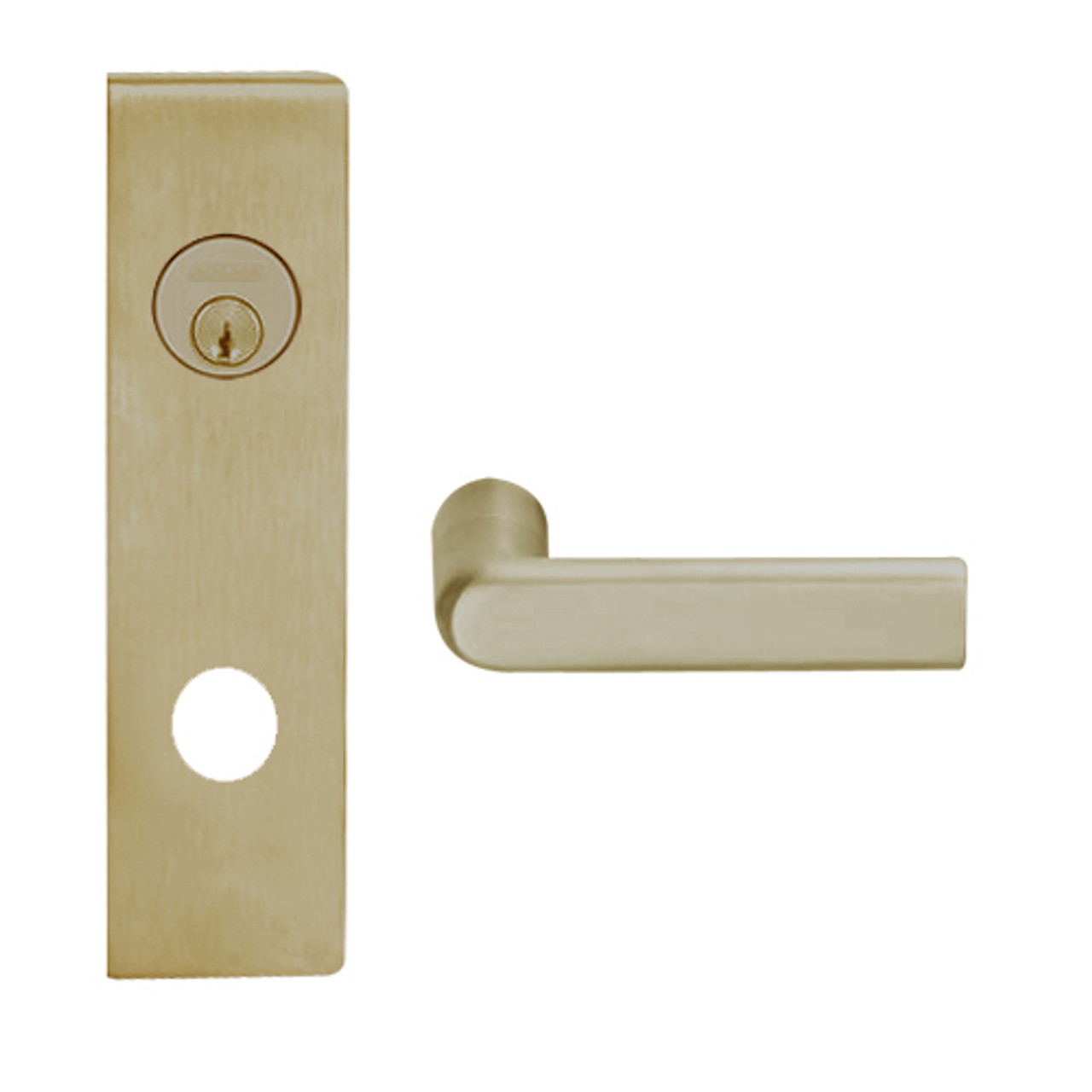 L9080L-01N-613 Schlage L Series Less Cylinder Storeroom Commercial Mortise Lock with 01 Cast Lever Design in Oil Rubbed Bronze