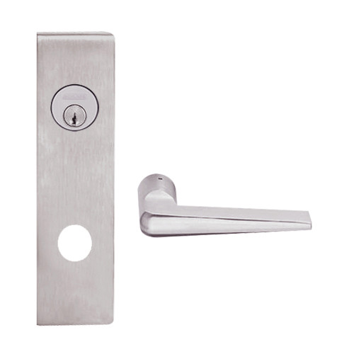 L9080L-05N-630 Schlage L Series Less Cylinder Storeroom Commercial Mortise Lock with 05 Cast Lever Design in Satin Stainless Steel