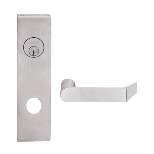 L9080L-06N-630 Schlage L Series Less Cylinder Storeroom Commercial Mortise Lock with 06 Cast Lever Design in Satin Stainless Steel