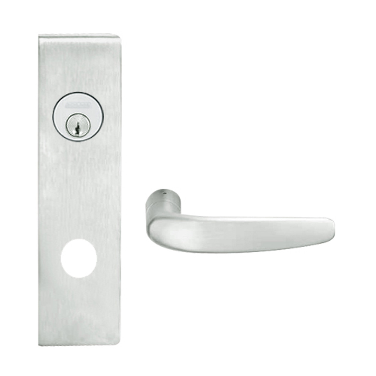 L9080L-07N-619 Schlage L Series Less Cylinder Storeroom Commercial Mortise Lock with 07 Cast Lever Design in Satin Nickel