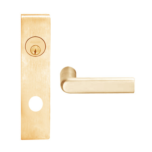 L9080L-01L-612 Schlage L Series Less Cylinder Storeroom Commercial Mortise Lock with 01 Cast Lever Design in Satin Bronze