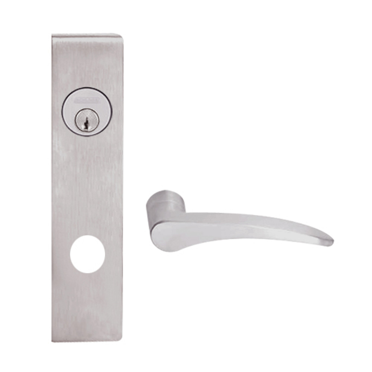 L9080L-12L-630-LH Schlage L Series Less Cylinder Storeroom Commercial Mortise Lock with 12 Cast Lever Design in Satin Stainless Steel