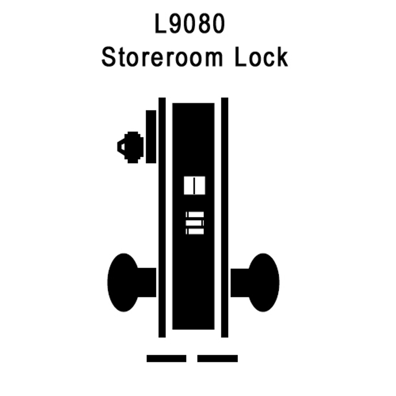 L9080L-12L-612-RH Schlage L Series Less Cylinder Storeroom Commercial Mortise Lock with 12 Cast Lever Design in Satin Bronze