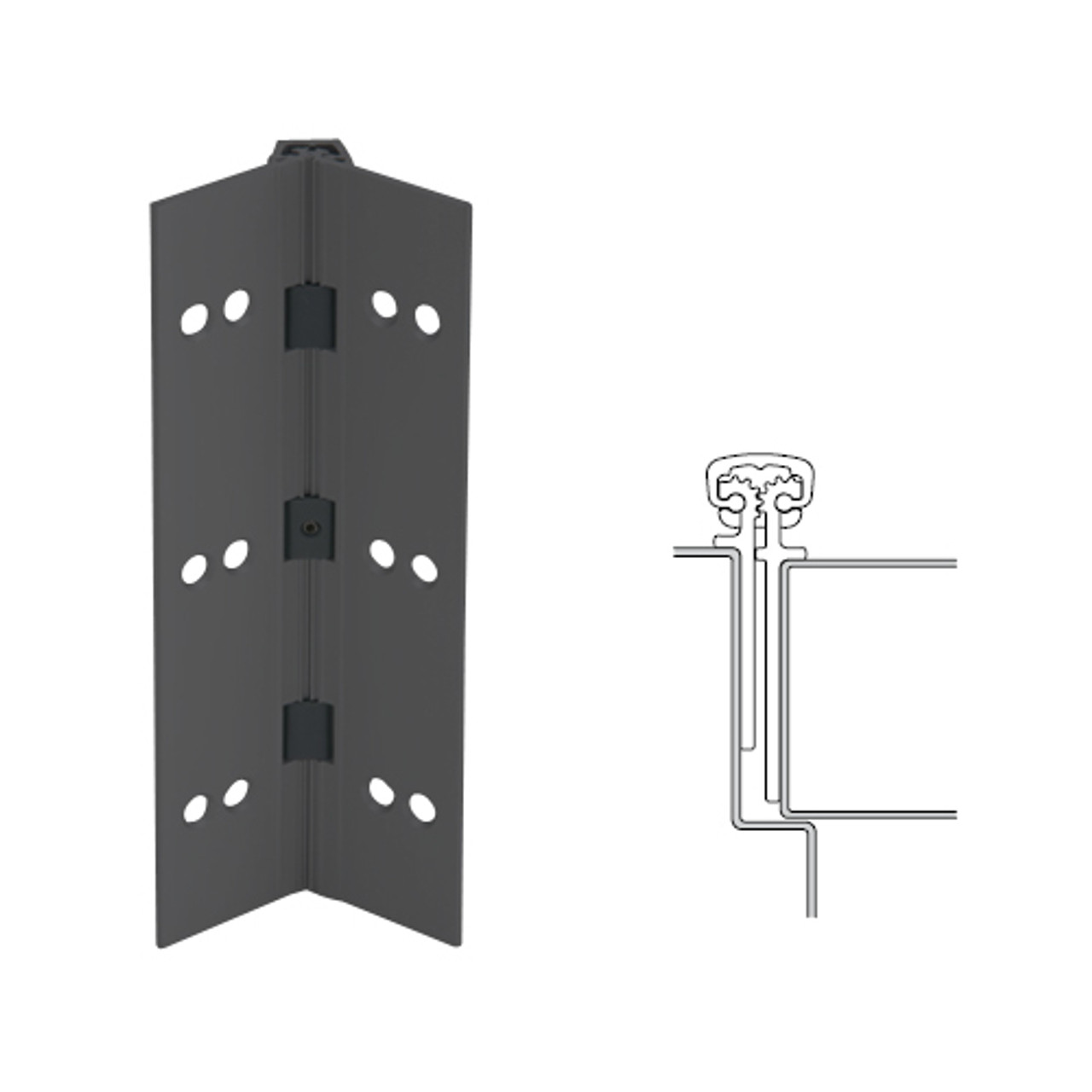 026XY-315AN-85-TEKWD IVES Full Mortise Continuous Geared Hinges with Wood Screws in Anodized Black