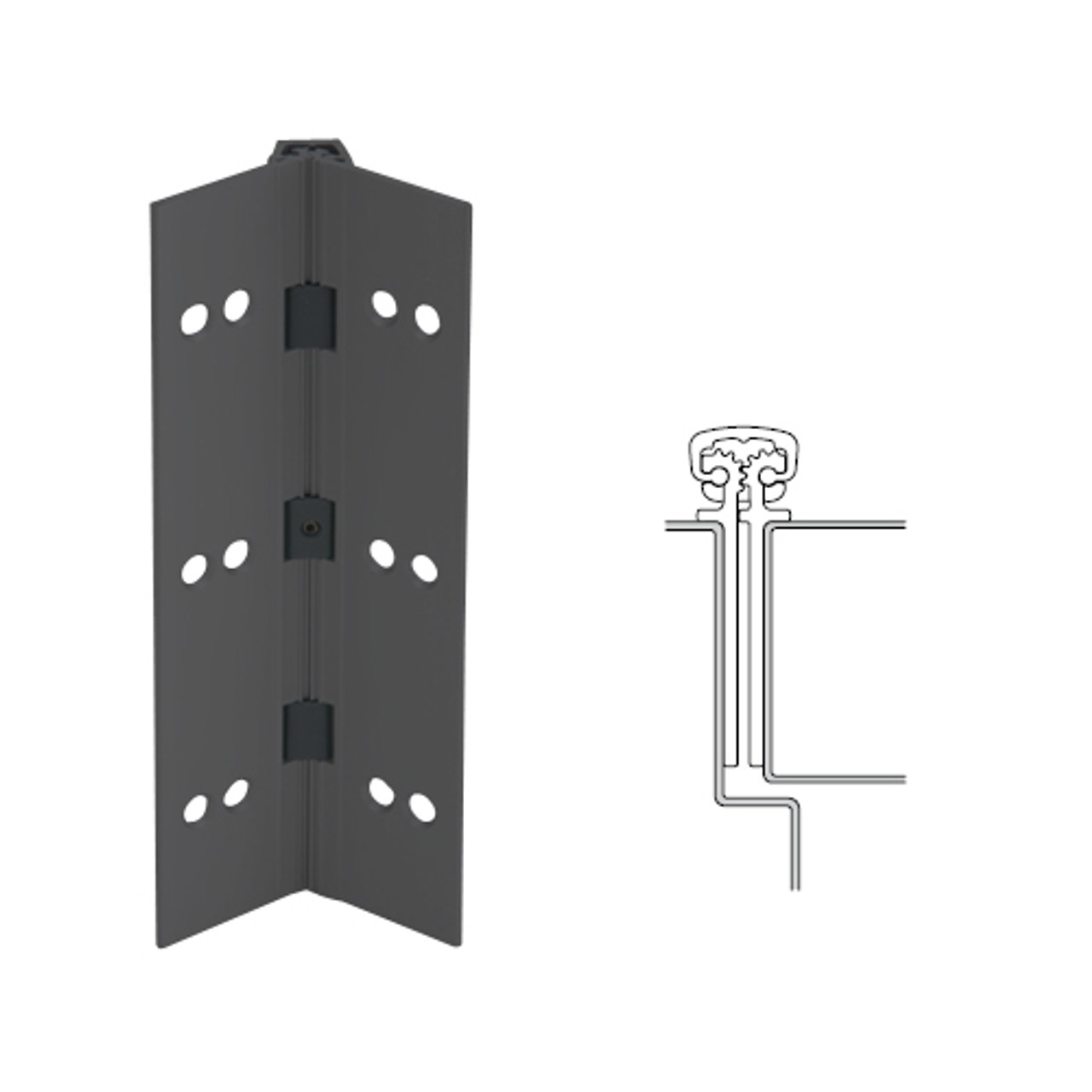 027XY-315AN-120-TEKWD IVES Full Mortise Continuous Geared Hinges with Wood Screws in Anodized Black