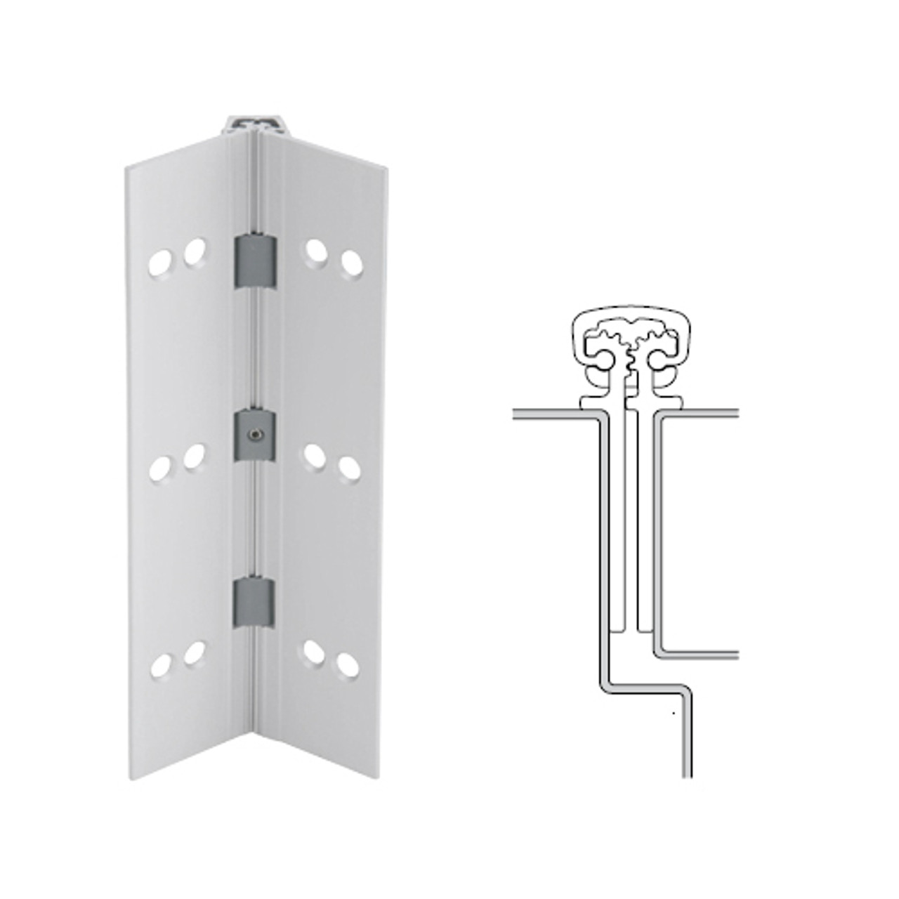 112XY-US28-83-TEKWD IVES Full Mortise Continuous Geared Hinges with Wood Screws in Satin Aluminum